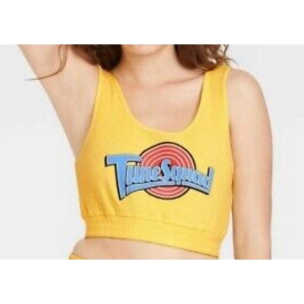 Space Jam Tune  Squad Yellow Crop‎ Tank Size S (2410)